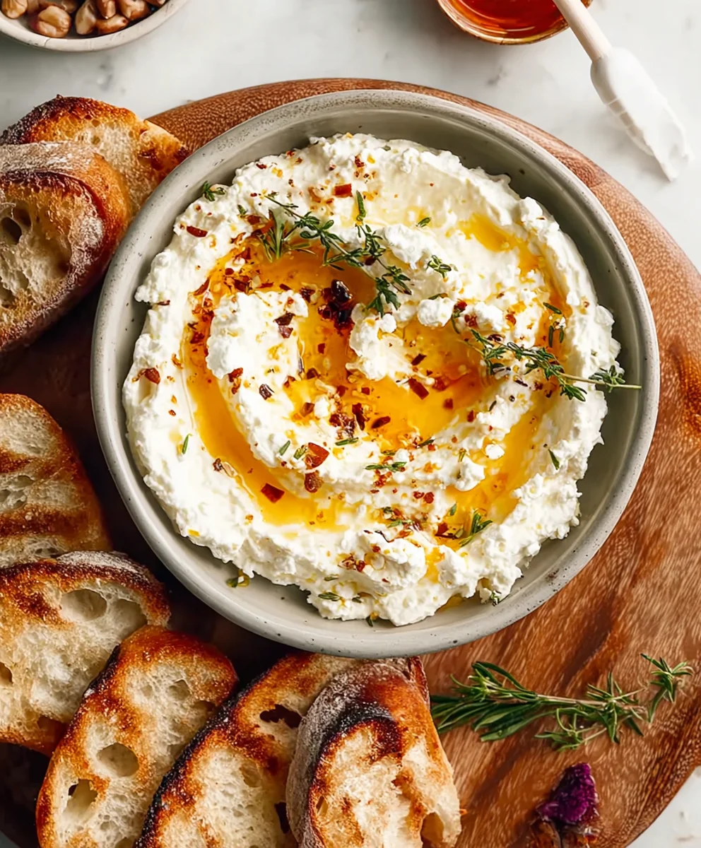 Spicy Ricotta Dip with Hot Honey - Easy Appetizer