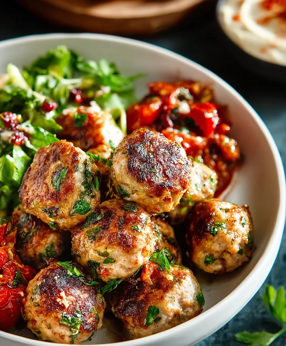 Mediterranean Chicken Meatballs - Easy & Delicious