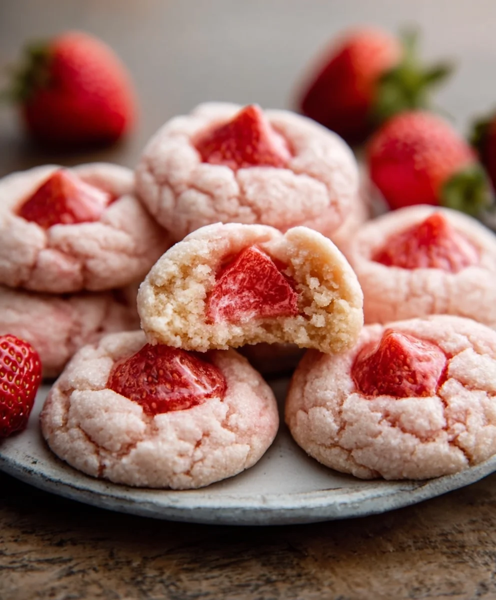 Strawberry Kiss Cookies - Easy Sweet Treat