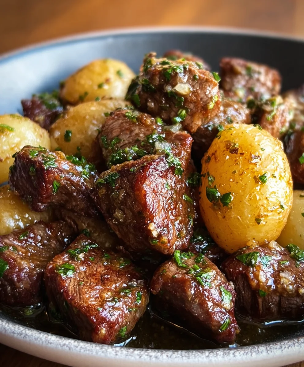 Garlic Butter Beef Bites with Potatoes Recipe