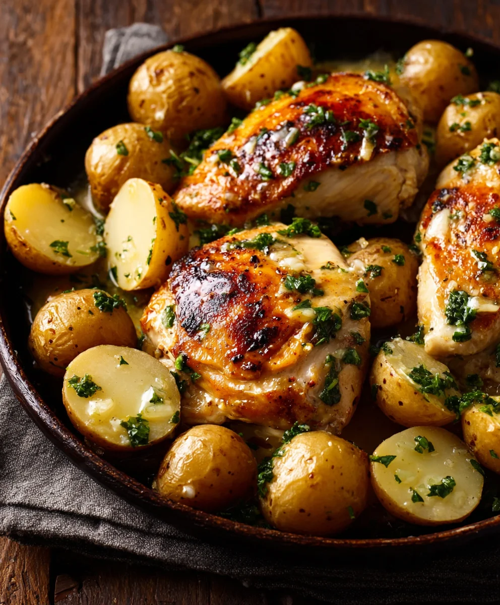 Garlic Butter Chicken and Potatoes Skillet Recipe