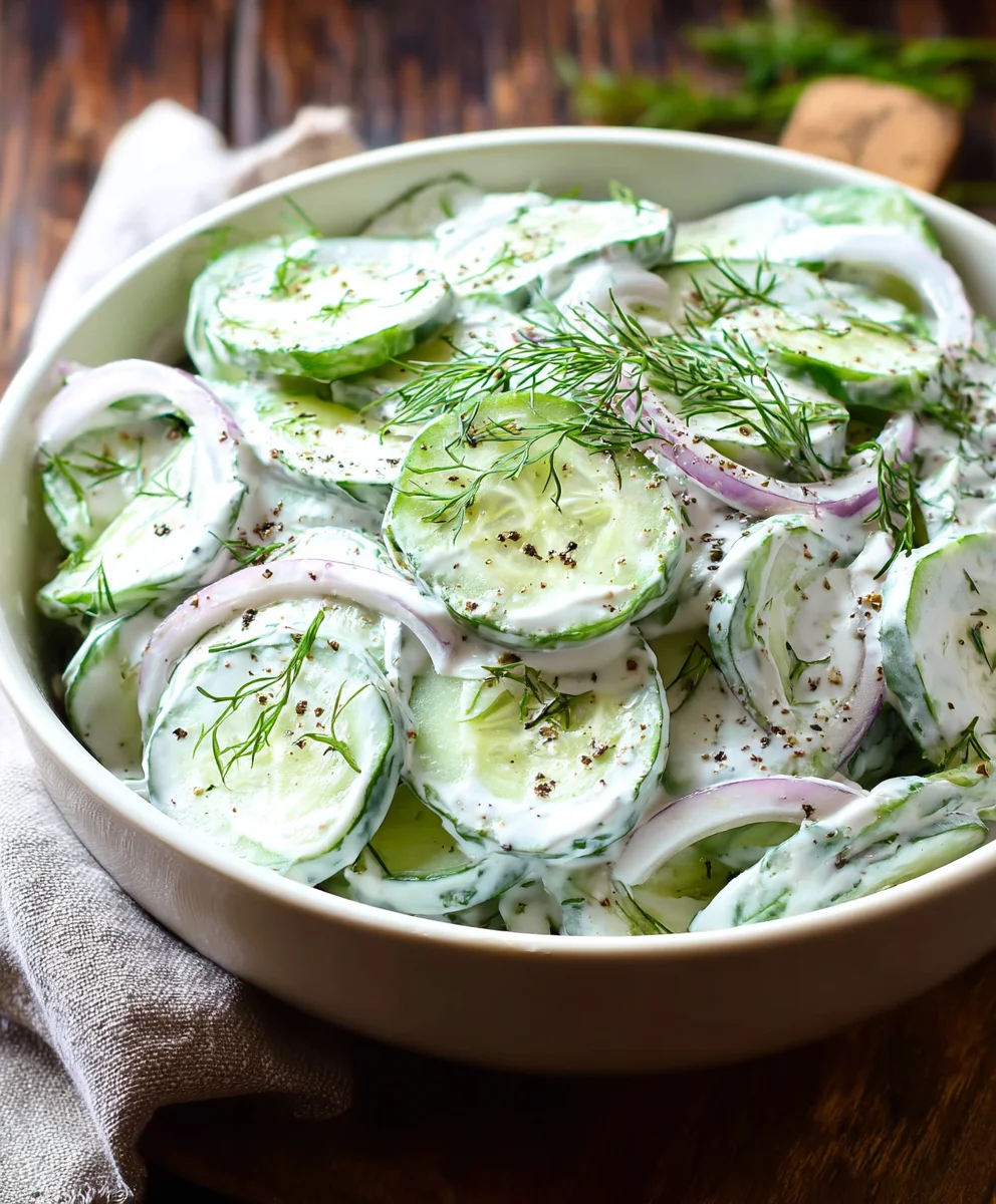 Creamy Cucumber Salad- Refreshing & Easy Recipe