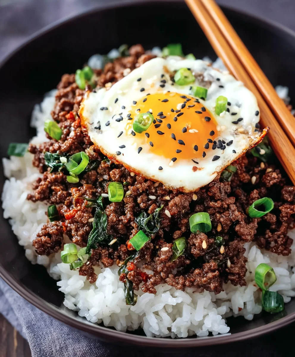 Easy Korean Ground Beef Rice Bowls-Flavorful Meal