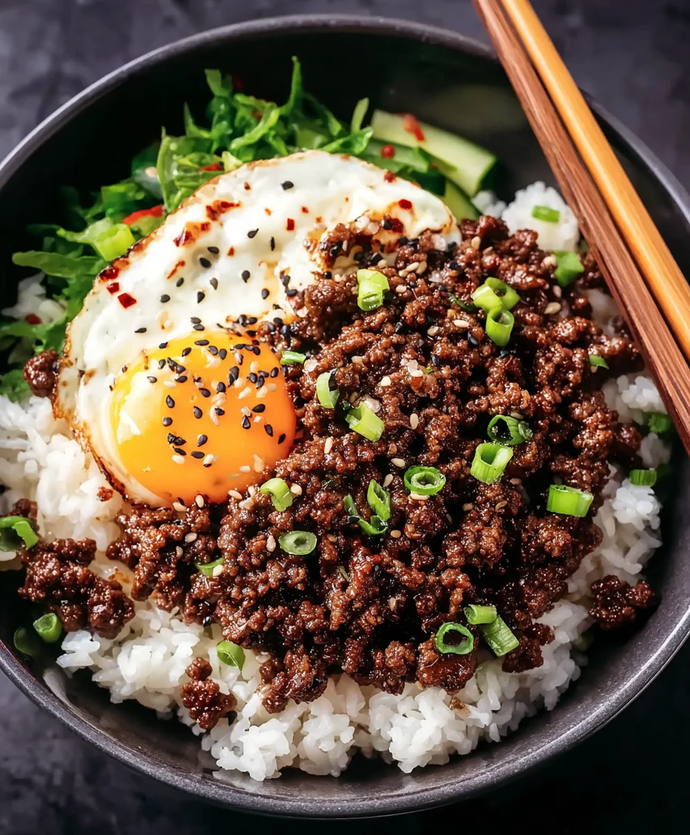 Easy Korean Ground Beef Rice Bowls-Flavorful Meal