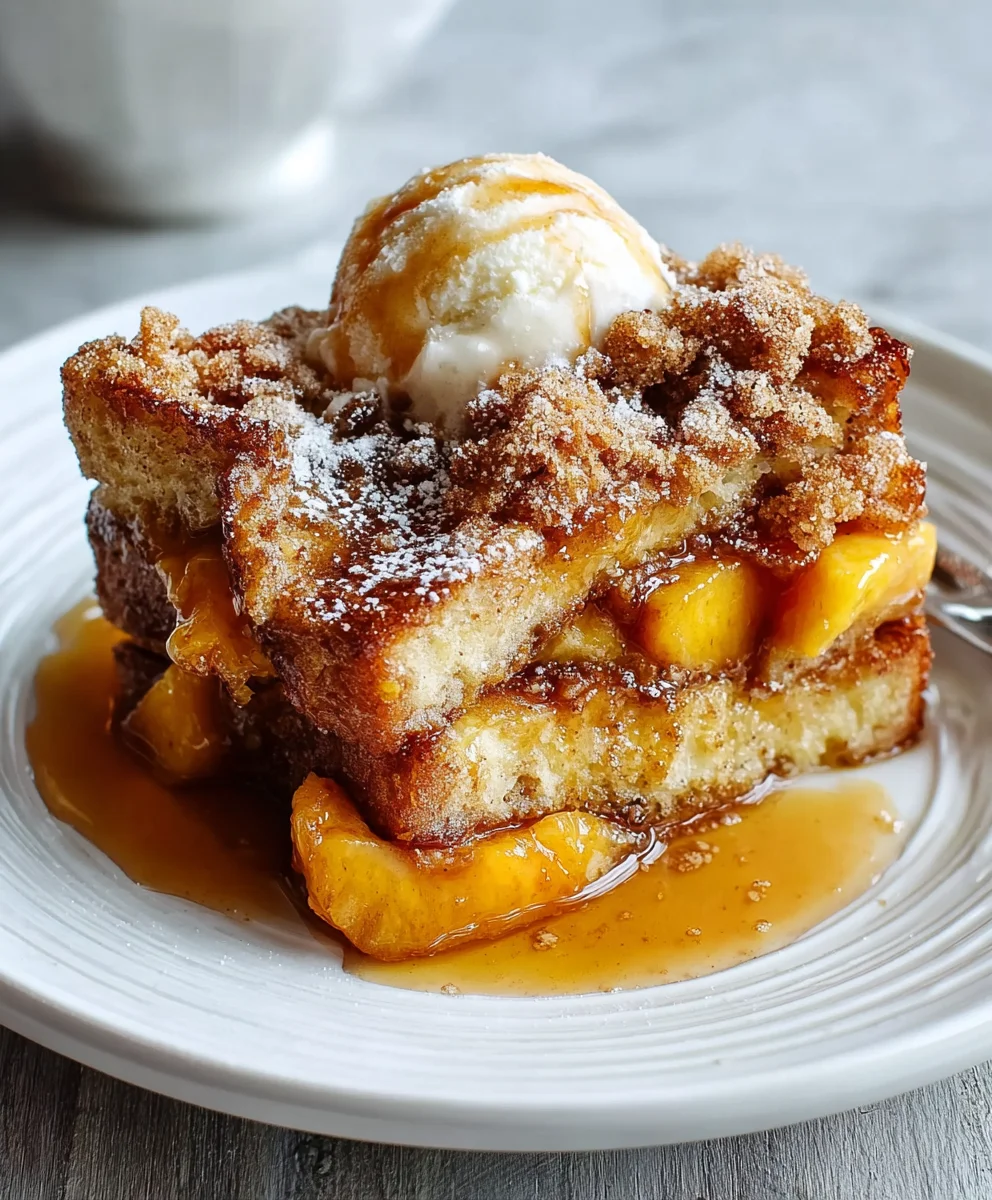 Easy Peach Cobbler French Toast - Brunch Favorite