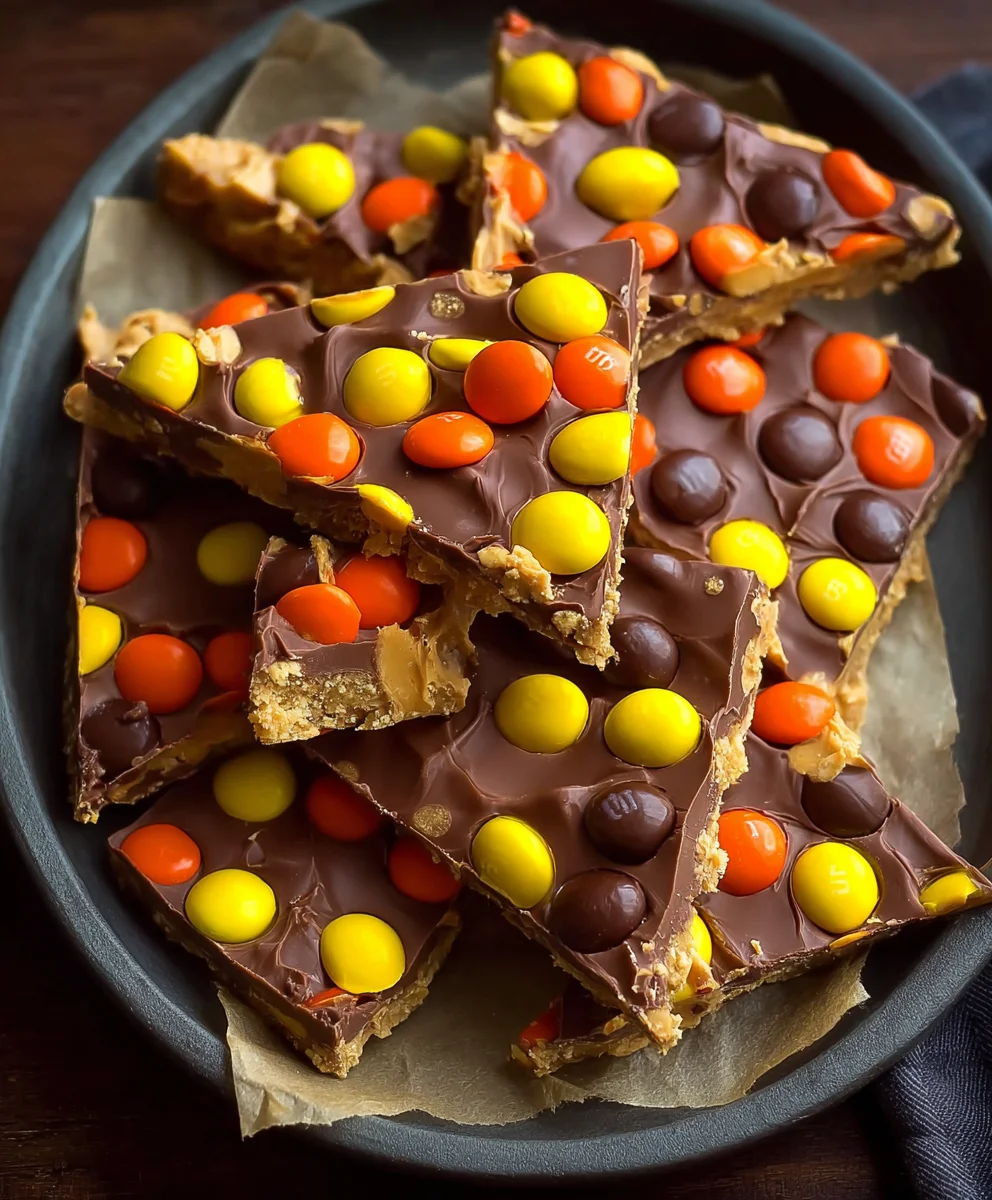 Reese's Pieces Peanut Butter Bark Recipe-Easy Treat