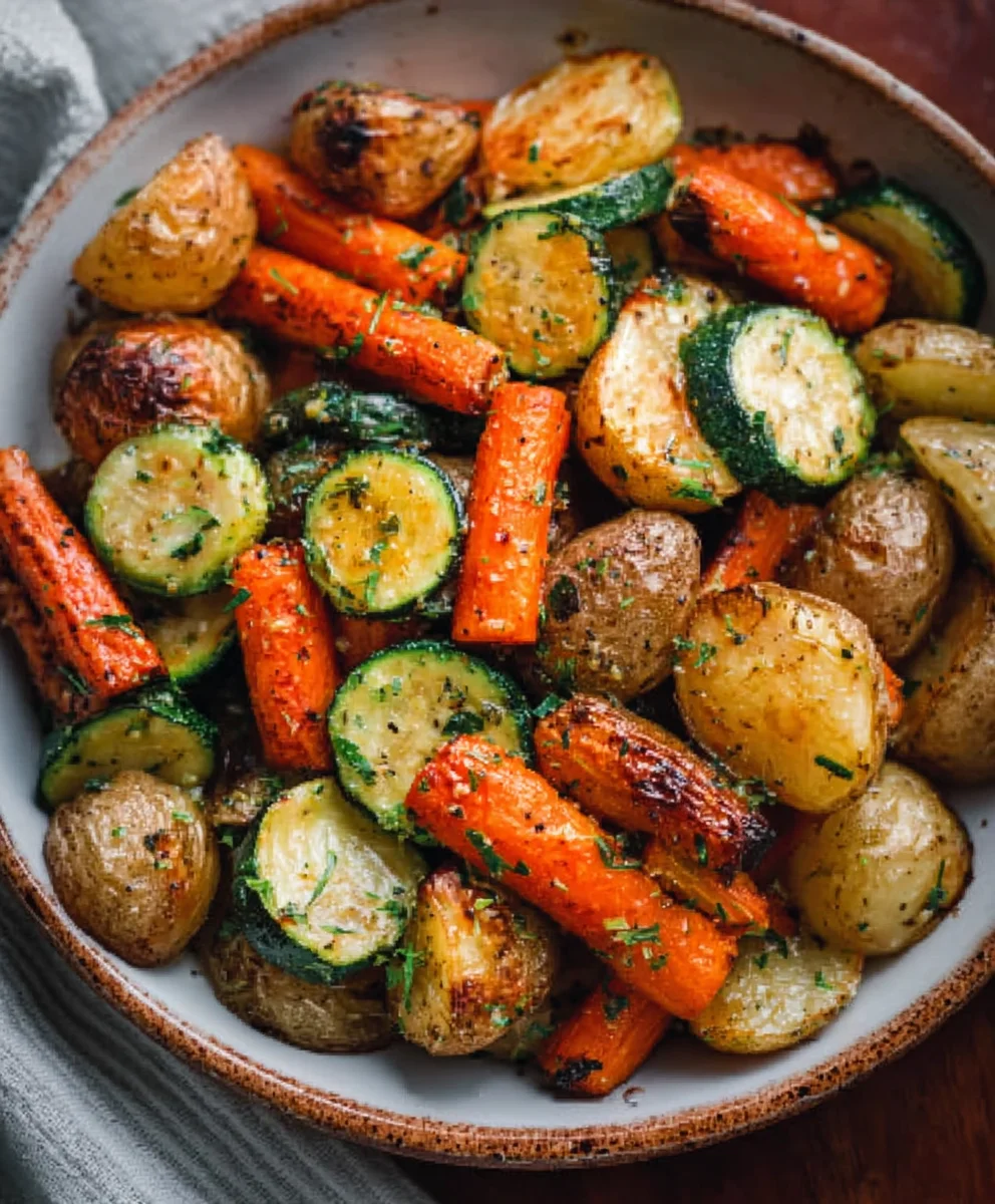 Garlic Herb Roasted Potatoes Carrots Zucchini Recipe