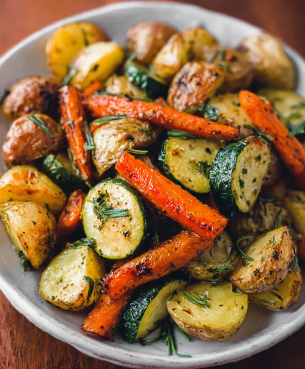 Garlic Herb Roasted Potatoes Carrots Zucchini Recipe