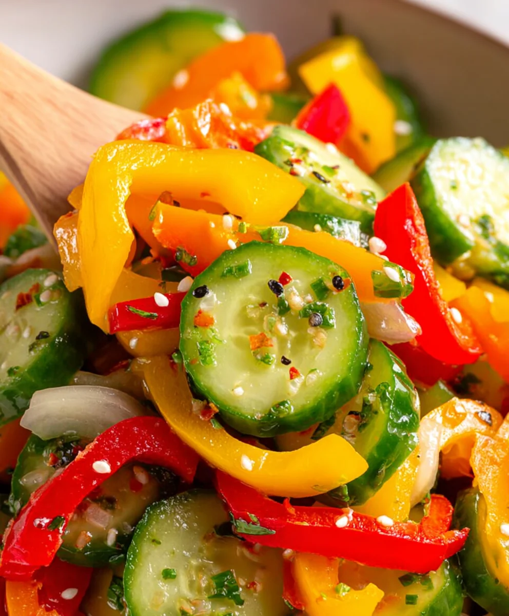 Cucumber Sweet Pepper Salad- Refreshing & Easy Recipe