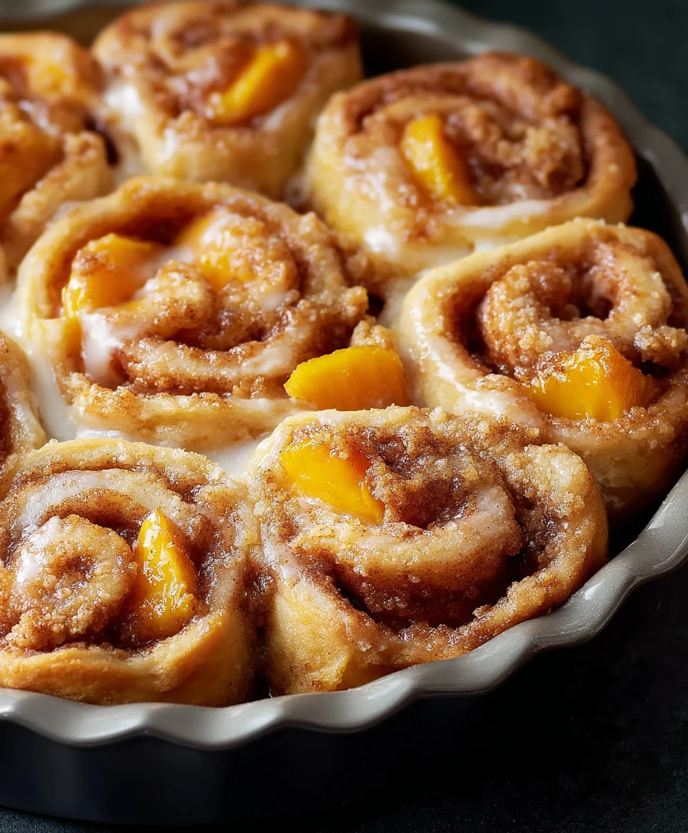 Peach Cobbler Cinnamon Rolls-Sweet Summer Treat