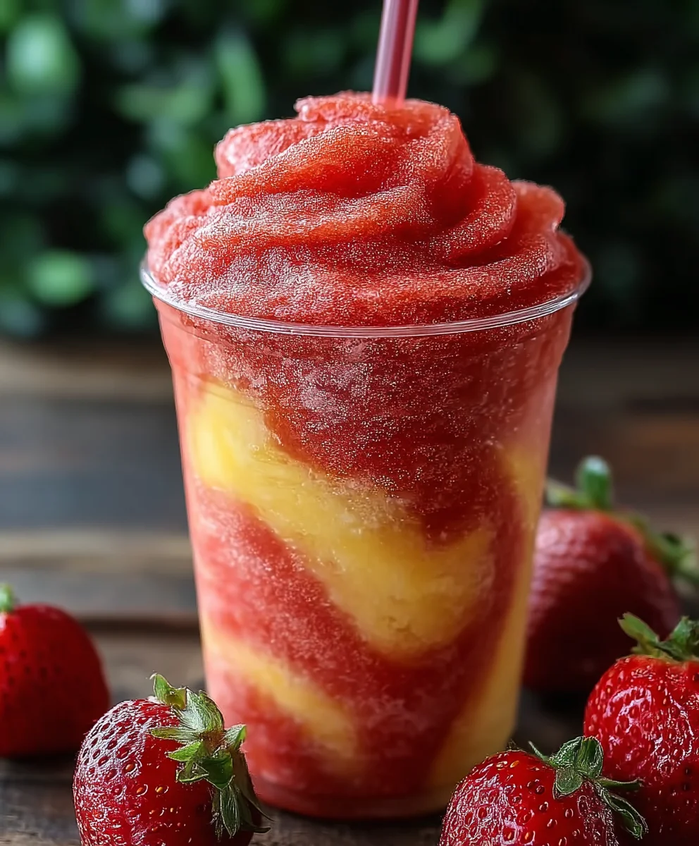Pineapple Strawberry Swirl Slushies- Refreshing Drink