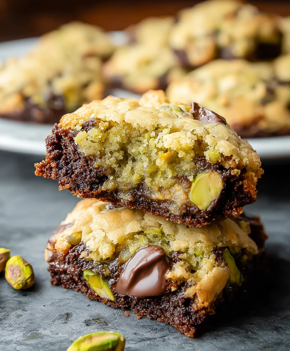 Pistachio Brookies-Gooey Chocolate Brownie & Cookie Bars