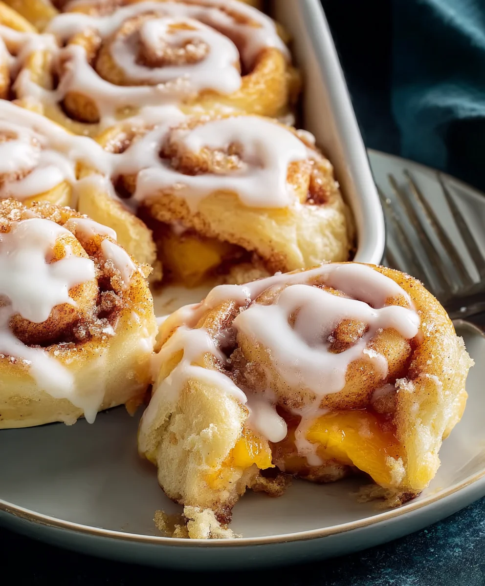 Peach Cobbler Cinnamon Rolls-Sweet Summer Treat