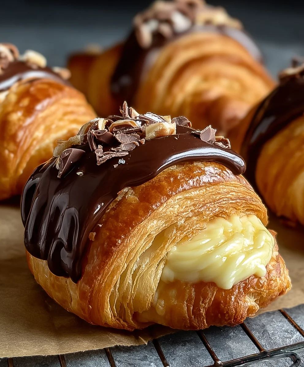 Boston Cream Pie Croissants-Easy Delicious Pastry