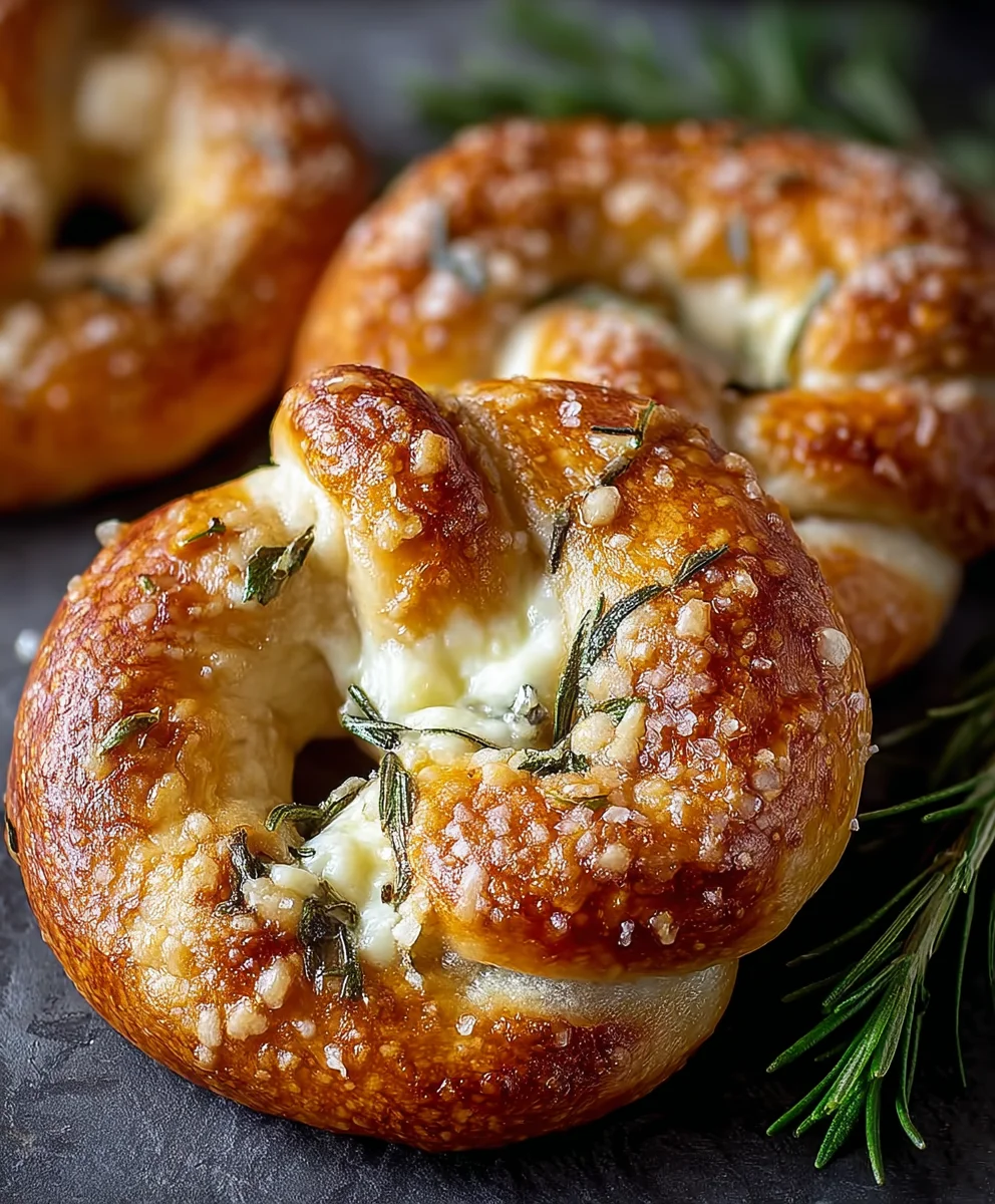 Mozzarella Stuffed Rosemary Pretzels - Cheesy Bites