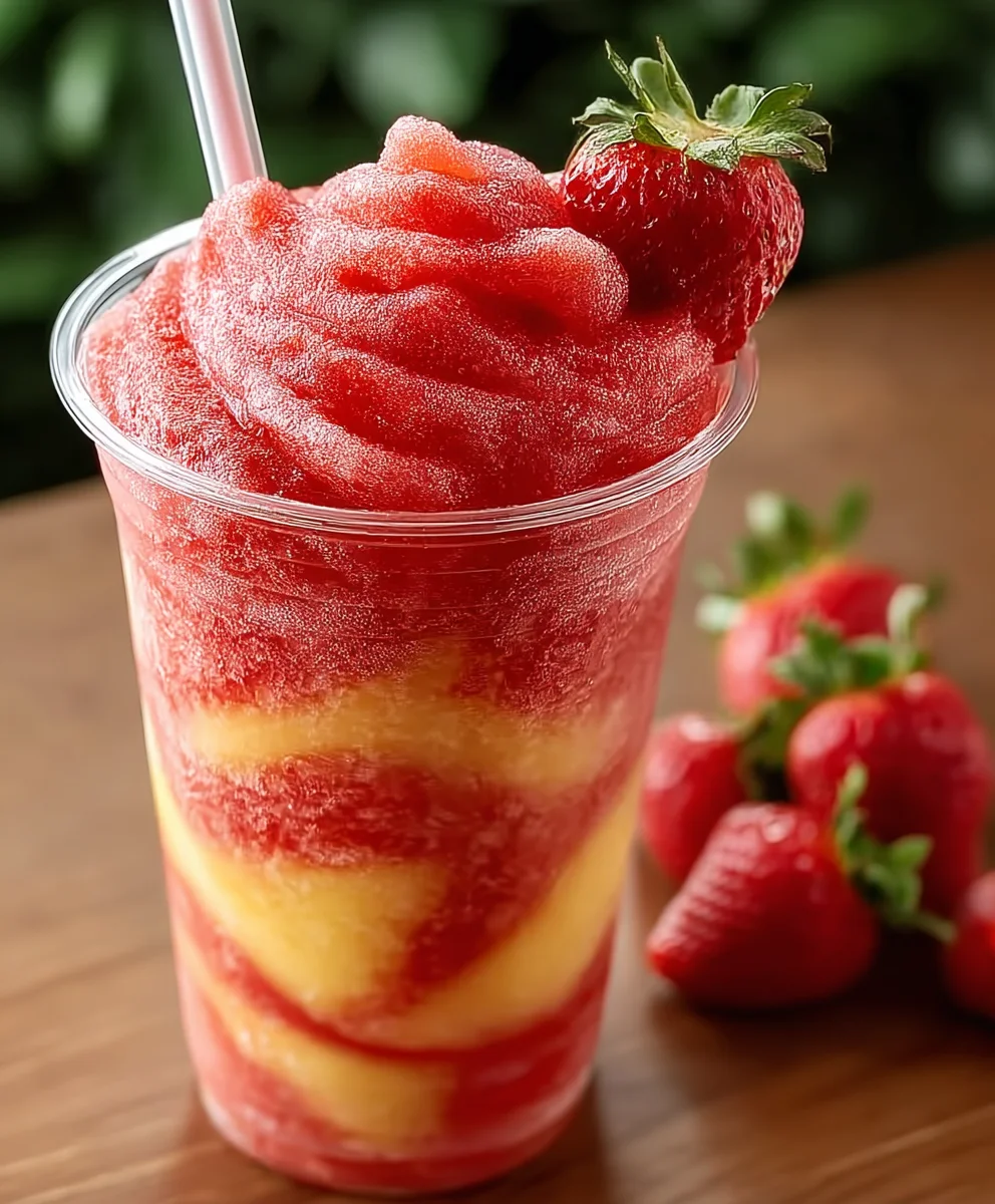 Pineapple Strawberry Swirl Slushies- Refreshing Drink