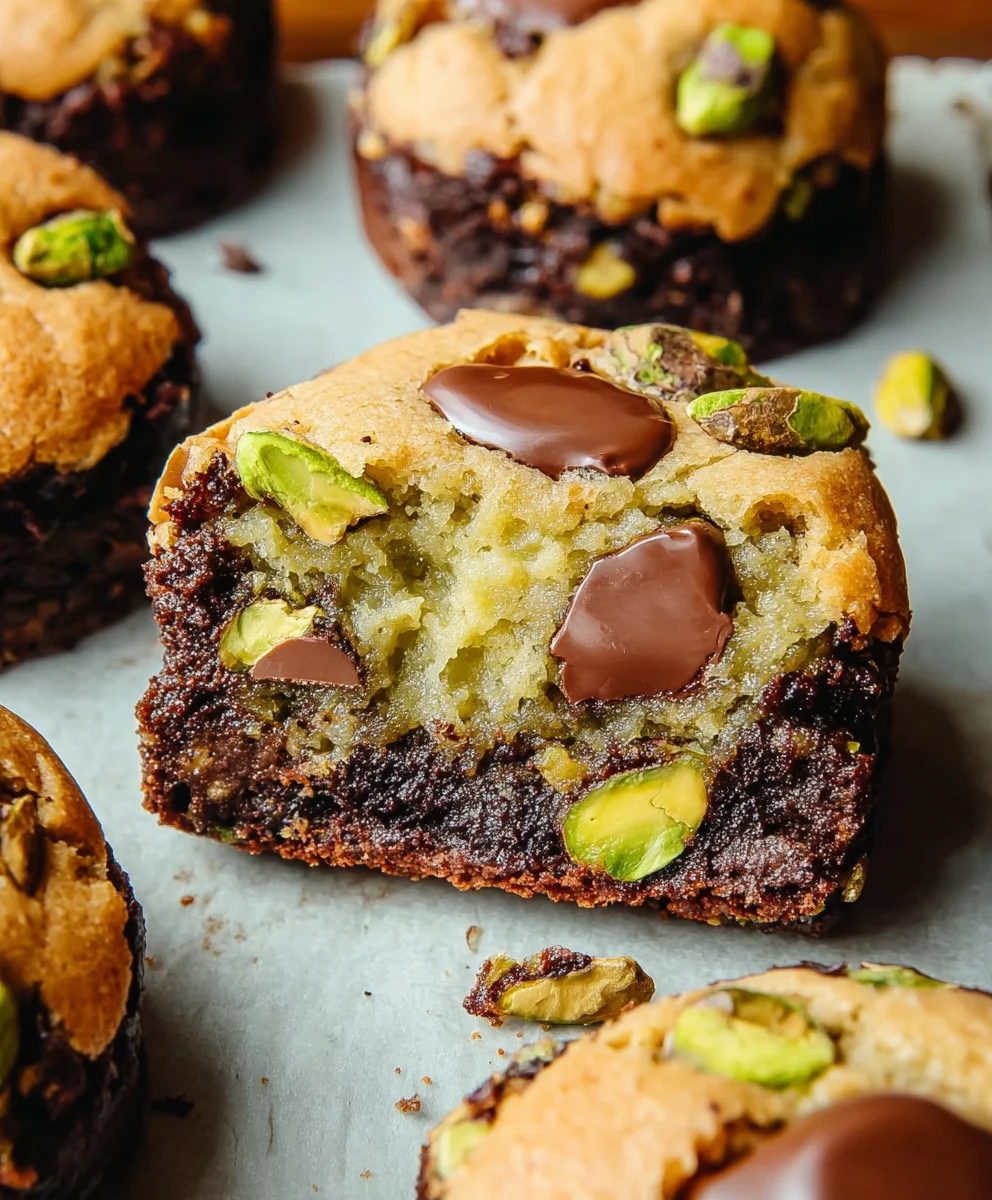 Pistachio Brookies-Gooey Chocolate Brownie & Cookie Bars