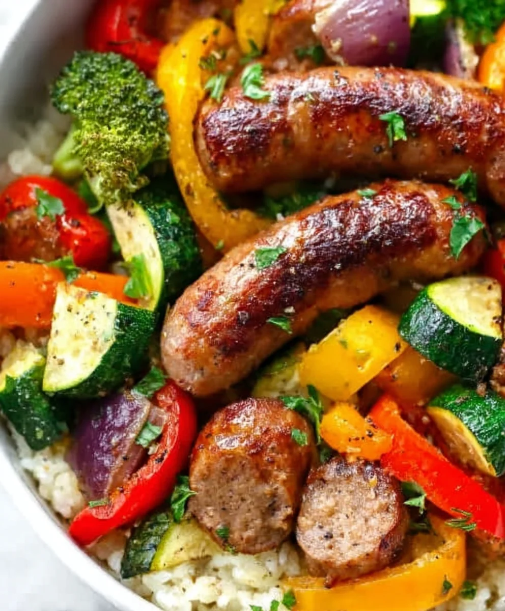 Easy Air Fryer Chicken Sausage and Veggies Meal