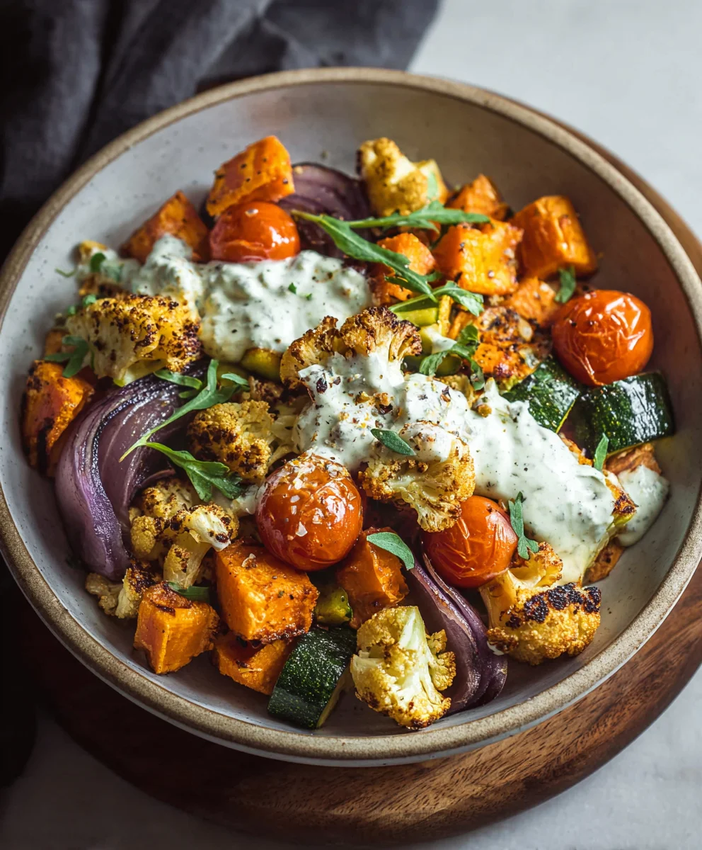 Glow Bowl Recipe-Roasted Veggie Tahini Yogurt