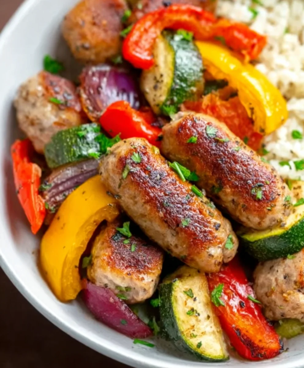 Easy Air Fryer Chicken Sausage and Veggies Meal