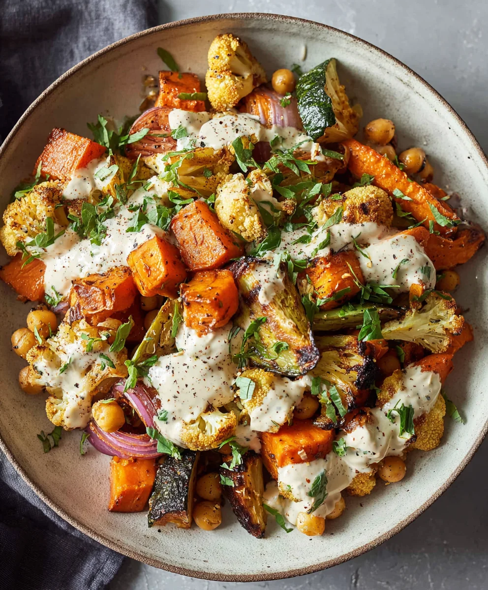 Glow Bowl Recipe-Roasted Veggie Tahini Yogurt