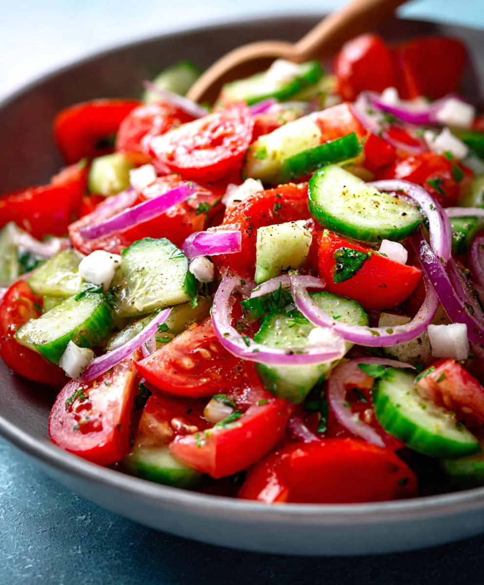 Mediterranean Cucumber Tomato Onion Salad - Fresh & Easy