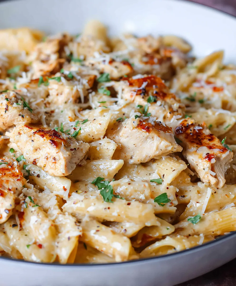 Easy Chicken Garlic Parmesan Pasta - Creamy Delicious Dinner