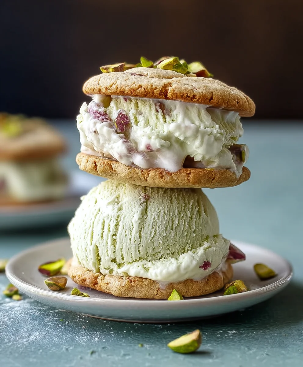 Pistachio Cookie Ice Cream Sandwiches-Sweet Treat