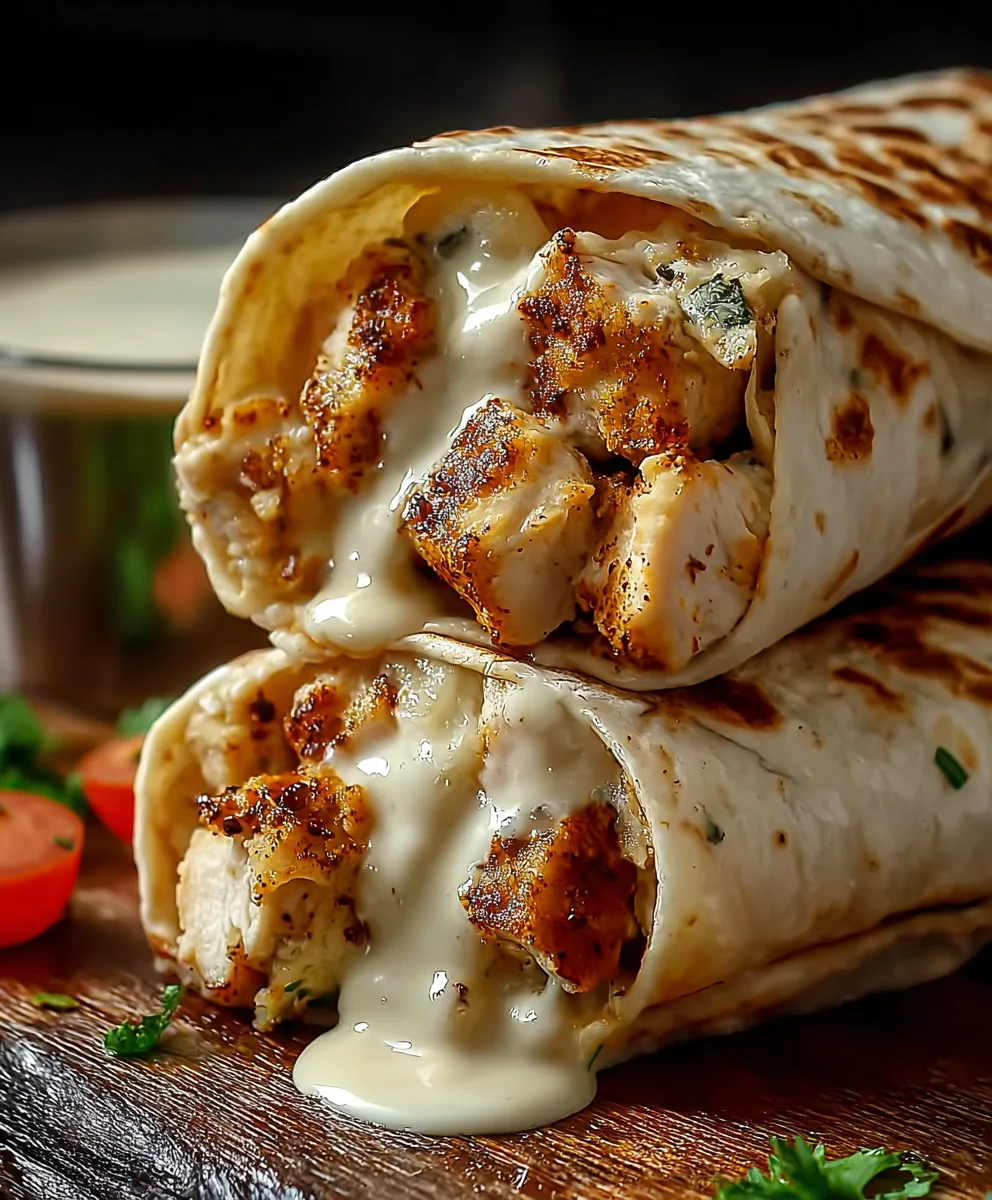Cheesy Garlic Chicken Wraps-Quick Dinner Recipe