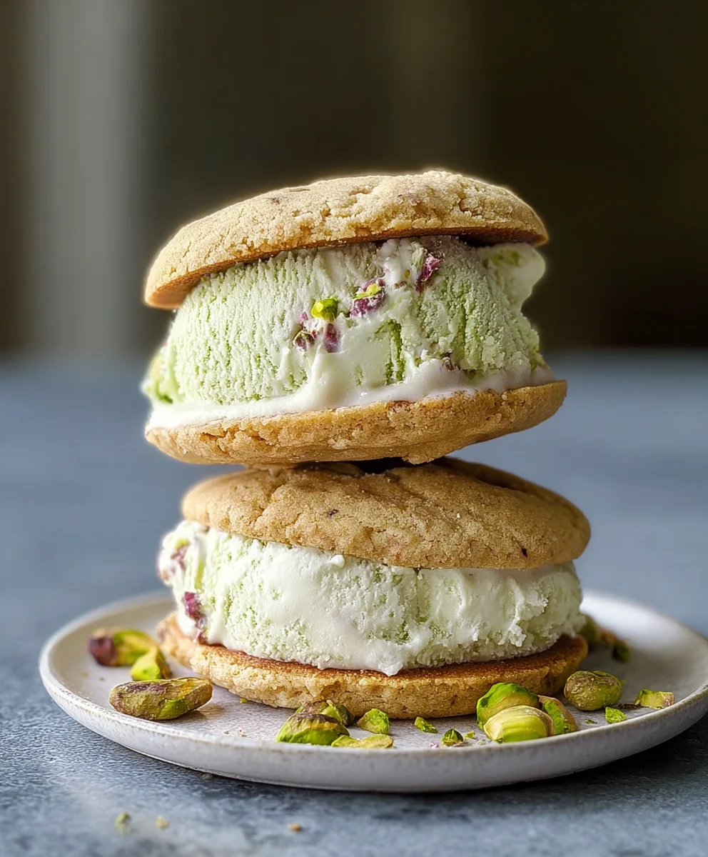 Pistachio Cookie Ice Cream Sandwiches-Sweet Treat