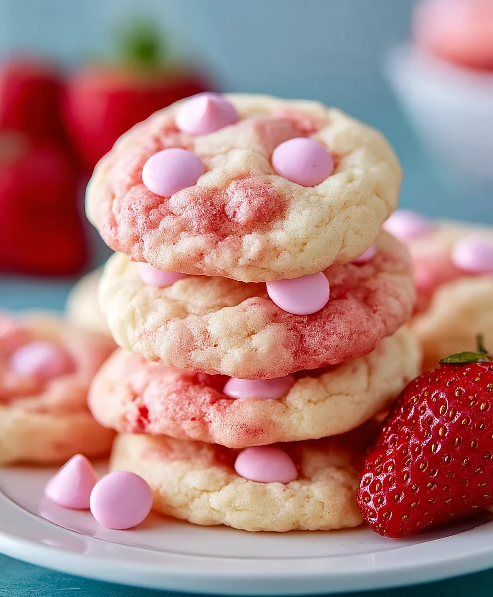 Easy Strawberry Cake Mix Cookies-Quick Dessert