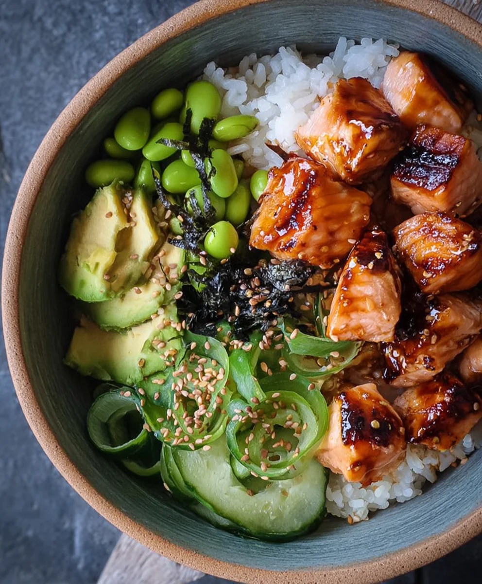 Gluten Free Teriyaki Salmon Sushi Bowl Recipe