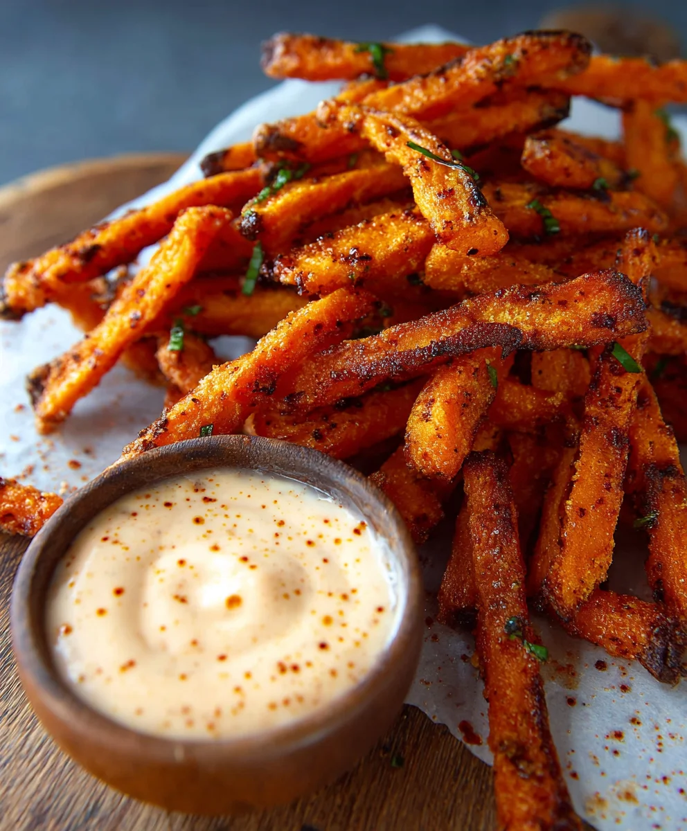 Baked Carrot Fries - Delicious Paprika Garlic Aioli Dip
