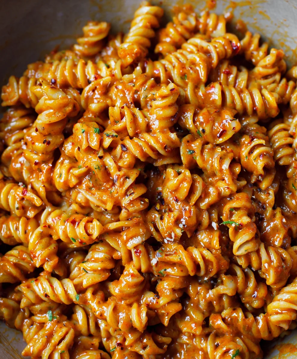 Creamy Vegan Spicy Fusilli Pasta-Easy Recipe