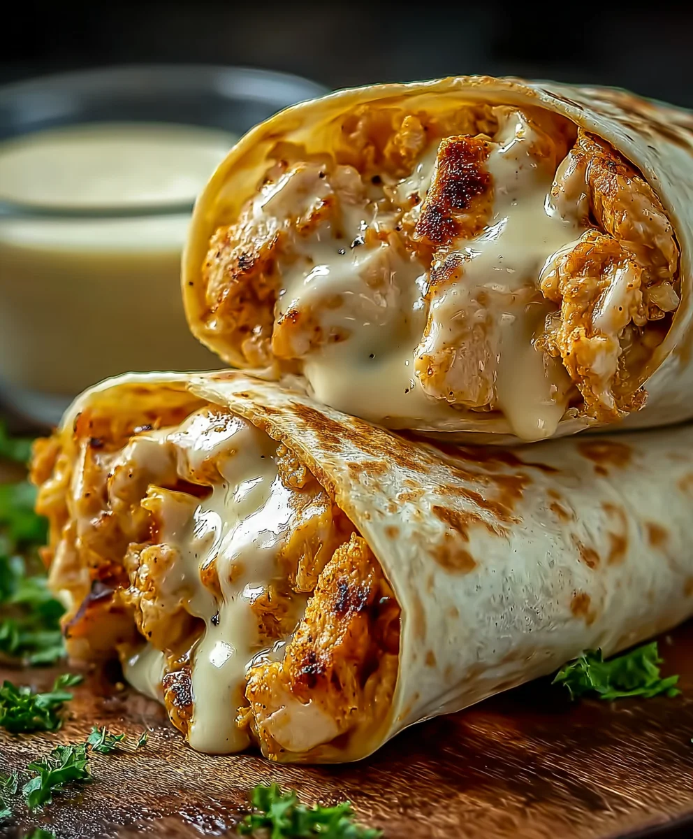Cheesy Garlic Chicken Wraps-Quick Dinner Recipe