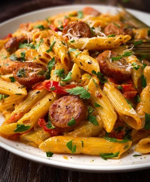 One Pot Creamy Cajun Sausage Pasta (30-Minutes)
