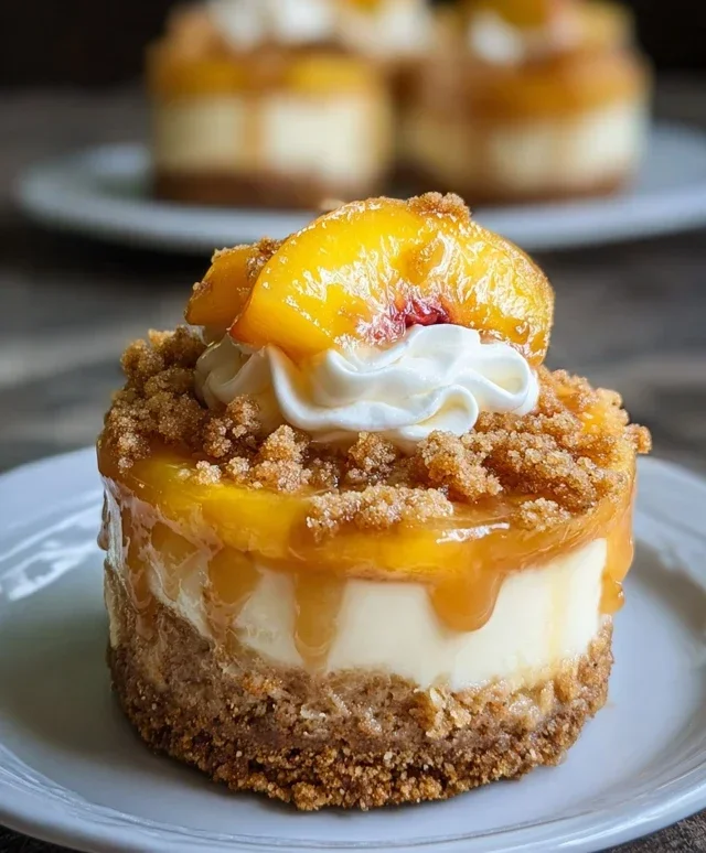 Stuffed Peach Cobbler Mini Cheesecake
