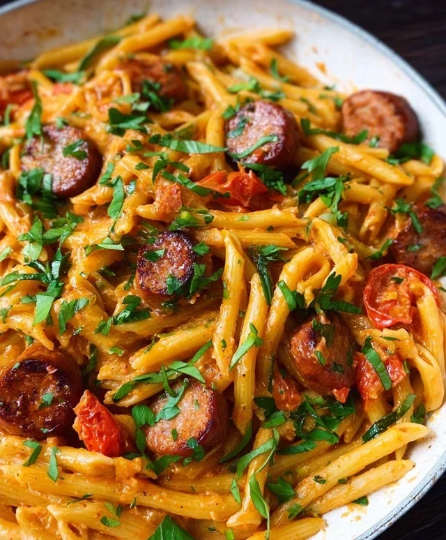 One Pot Creamy Cajun Sausage Pasta (30-Minutes)