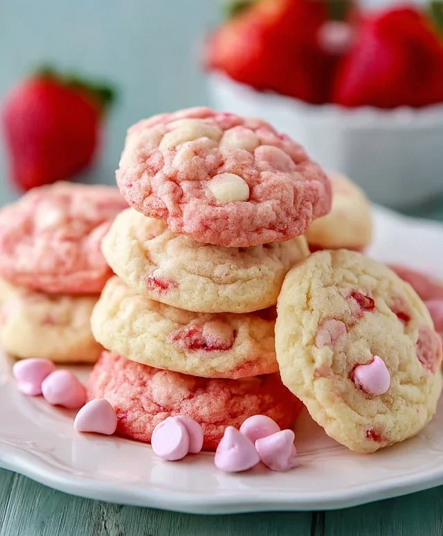 Strawberry Cake Mix Cookies