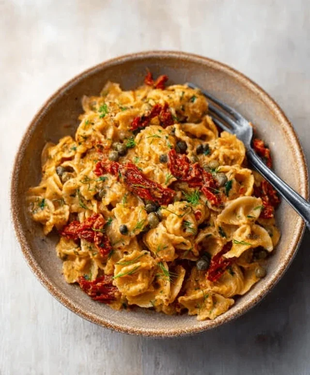 Creamy Sun-Dried Tomato Pasta with Capers and Dill