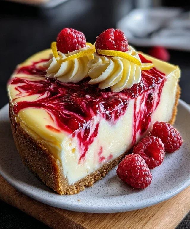 Raspberry Lemon White Chocolate Cheesecake