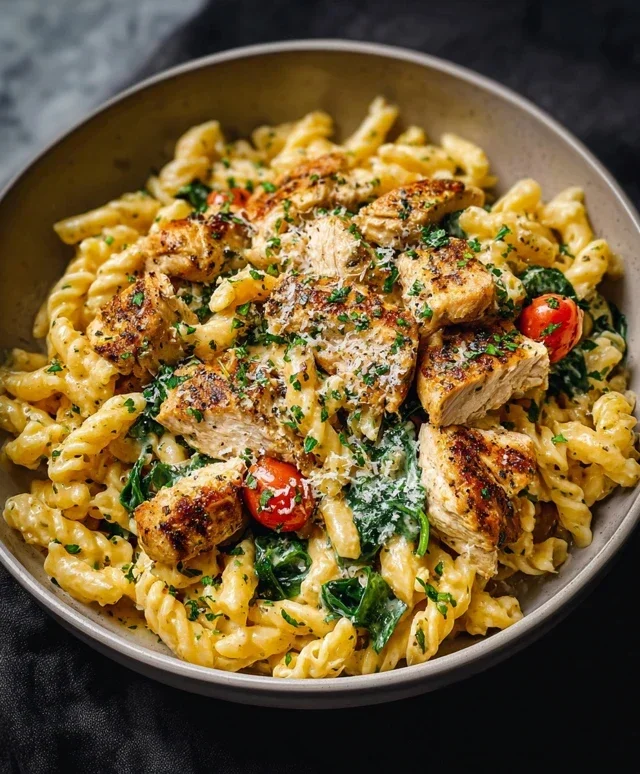 Healthy Garlic Parmesan Chicken Pasta
