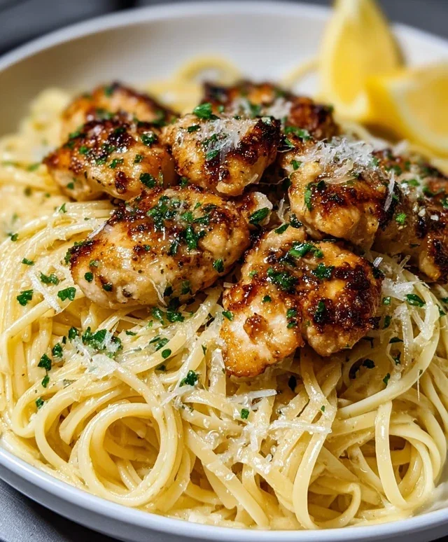 Lemon Garlic Butter Chicken Parmesan Linguine