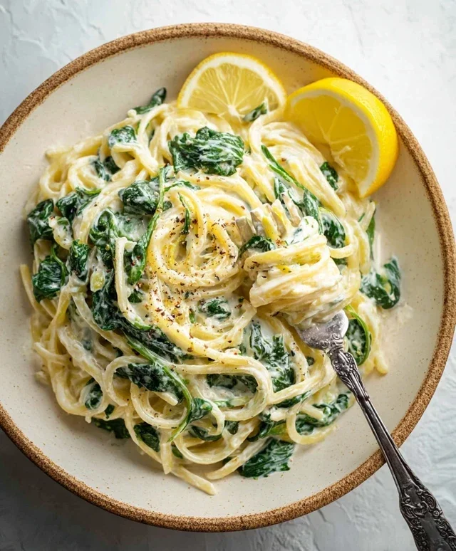Lemon ricotta pasta & spinach