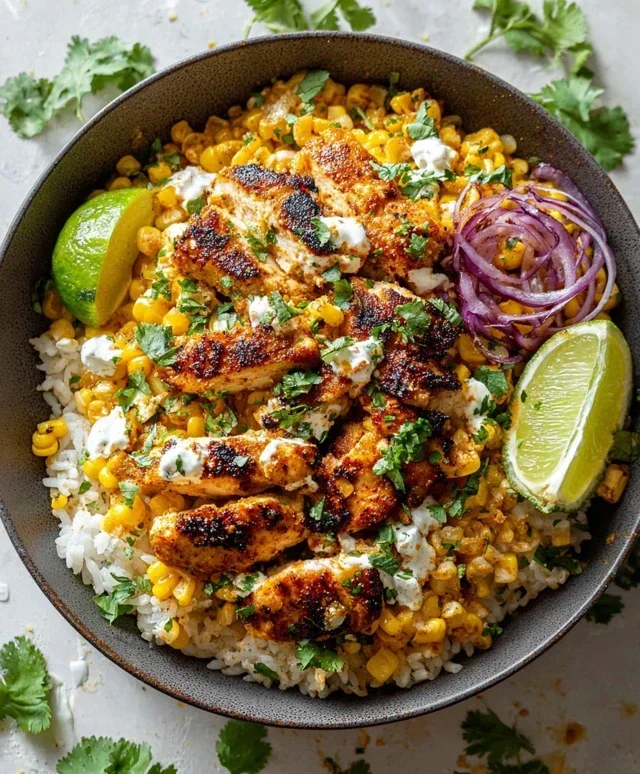 Street Corn Chicken Rice Bowl