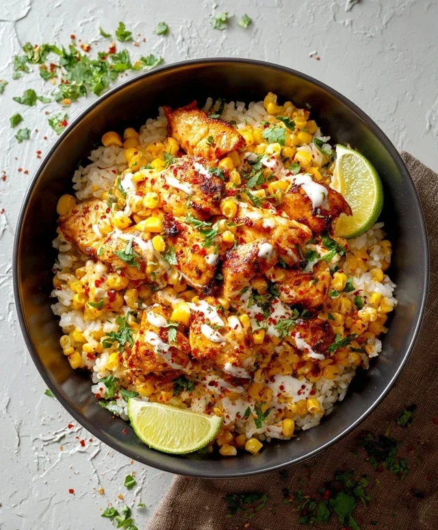 Street Corn Chicken Rice Bowl
