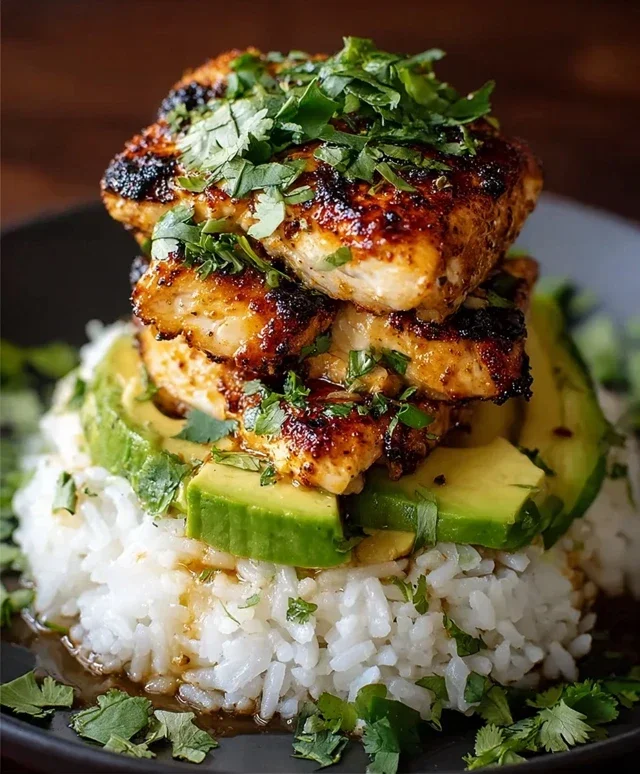 Delicious Honey Lime Chicken & Avocado Rice Stack Recipe
