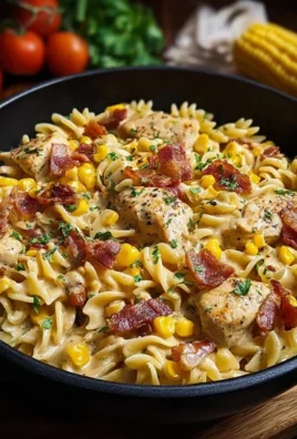 Creamy Chicken and Corn Pasta with Beef Beef Bacon
