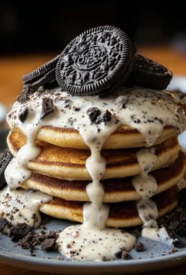 Oreo Pancakes with Cream Cheese Drizzle