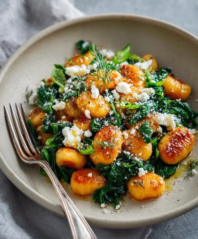 Crispy Gnocchi With Spinach And Feta